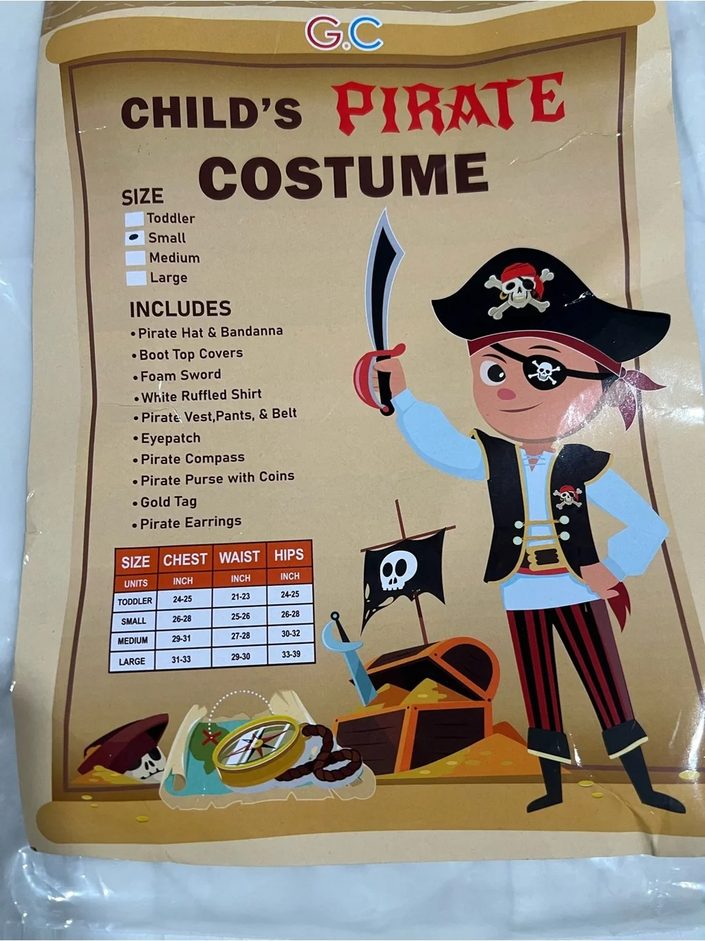 Child's Pirate Costume - Black, Red & Gold